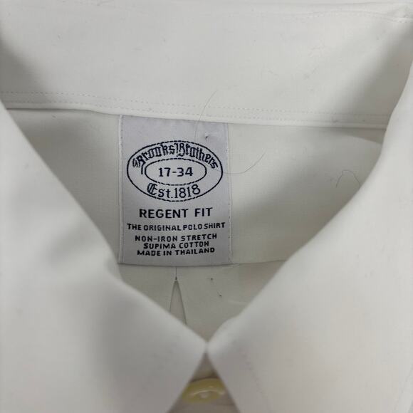 Brooks Brothers 17-34 White Long Sleeve Button Down Regent Fit Dress Shirt - Picture 2 of 5